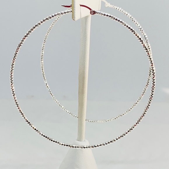 Sterling Silver 925 large Hoop Earrings 75mm